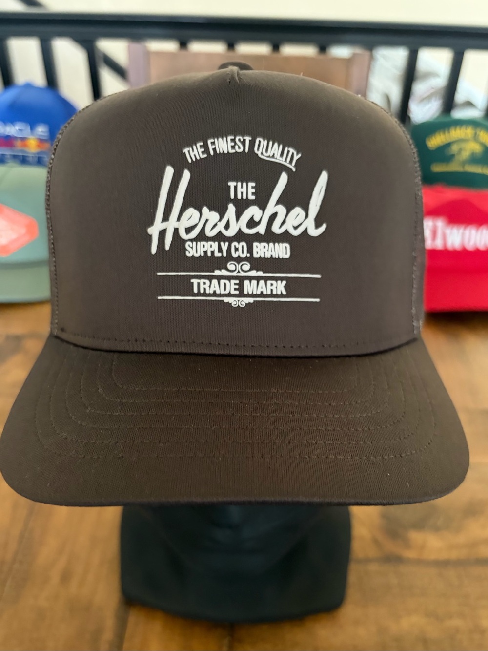 Herschel Supply Co. Brown Trucker Hat with White Logo